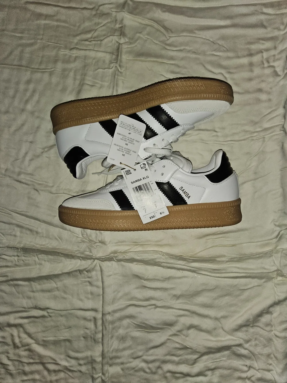 Adidas Samba XLG White and Black Sneakers With Gum Sole